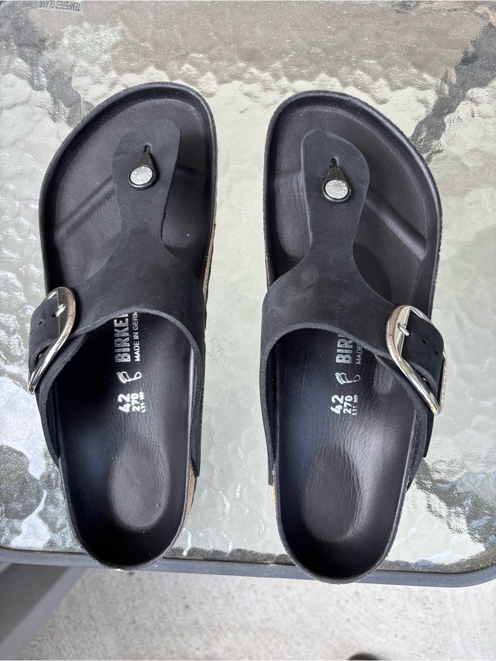 Birkenstock NIB Gizeh Big Buckle Black Women’s Thong Sandals